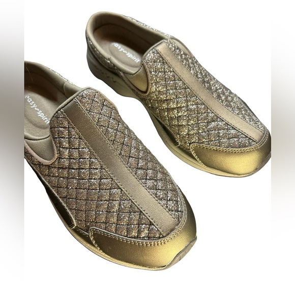 EASY SPIRIT Gold Removable Insole Arch Support Quilted Slip On Mules 8M NWOB - Picture 2 of 9